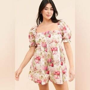 Selkie The Hamptons Romper Size 1x Floral Puff Sleeve Romper